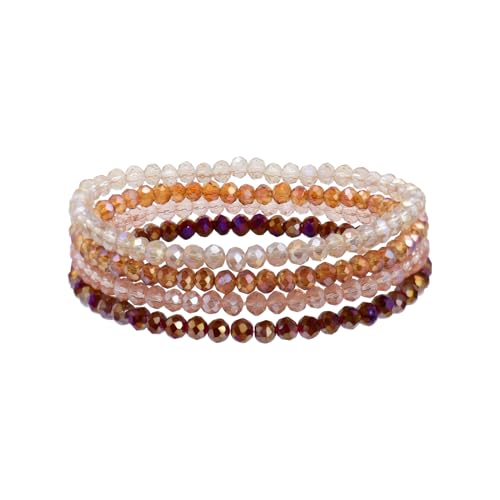 GUSXPPD Damen Kristall Perlen Armband, Mehrschichtiges Steine Armband, Boho Modeschmuck Armbänder Damen, Mehrschichtige Kristall Stein Perlen Armbänder für Frauen Mädchen...