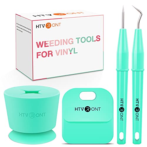 HTVRONT Weeding Tool for Vinyl, 4Pcs Vinyl Weeding Tools Set with Hook Weeder, Piecing Tool Vinyl,Weeding Scrap Collector, Scraper for Cricut Accessories