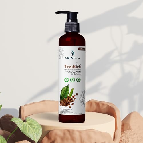 SKINSKA NATURALS – TresRich Hair Revitalising Shampoo with Anagain and Caffeine, Anti Hair Fall Treatment, Controls Hair Loss, Conditioned Dry and Damaged Hair, 225ml