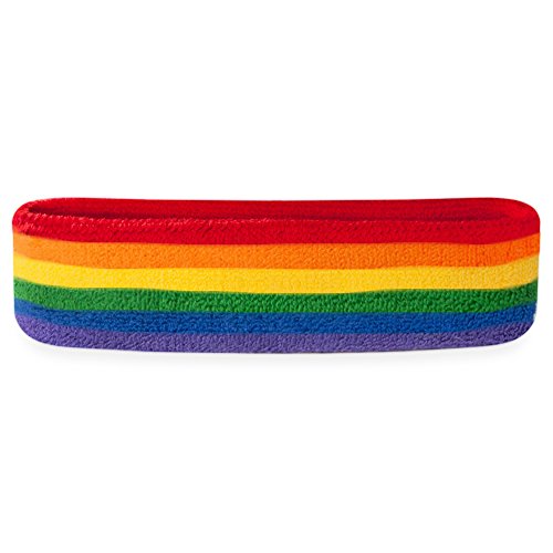 Suddora Workout Headband for Men and Women Moisture-Wicking Athletic Sweatband Lightweight Cotton Terry Cloth Bands for Basketball Tennis Football Gym Running Cosplay & Costumes (Rainbow)