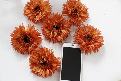 Rikyo 10 Pack Gerbera Daisy,Vase Fillers 5" Silk Daisy Flowers Heads Artificial Flowers Heads With Multiple Petals For Home Decoration Bridal Wedding Party Birthday Cake Ornaments (Fall Orange) #TOP1