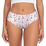 Novastar Womens Underwear Seamless - Paris Eiffel Pink Print No Show Ladies Underwear Briefs Panty Bikini Panties