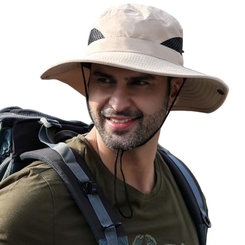 Image of Sun Hat for Men, Wide Brim Summer Protection Cap, Round Cap for Men, Beach Fishing Hat for Hiking, Fishing, Gardning, Travel