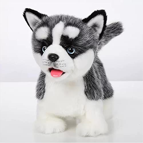 Electronic Walking Siberian Husky Stuffed Dog Toy, Realistic Interactive Puppy Pet Dog, Walking, Barking,Wagging Tail & Talking,Present Pet Gifts for Year Boys Girls
