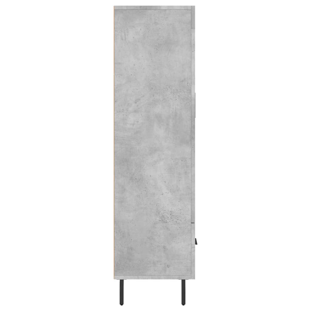 Nowoczesna komoda betonowa szara, 69,5 x 31 x 115 cm, materiał drewnopochodny, ze szklanymi drzwiami i metalowymi nogami, wszechstronne miejsce do przechowywania do salonu i jadalni