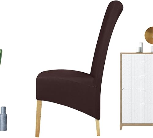 Miniatura 8 de Funda elástica para silla de comedor de elastano con respaldo largo, fundas para sillas para el hogar, boda, hotel, banquete, camello, 1 pieza