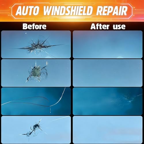 Image of Windshield Chip Repair Kit, 2 PCS Windshield Crack Repair Kit with Suction Cup Curing Light, Car Automotive Nano Fluid Vehicle Windscreen Tool, Glass Repair Kit for Chips and Cracks, Bulls-Eye(Sunset)
