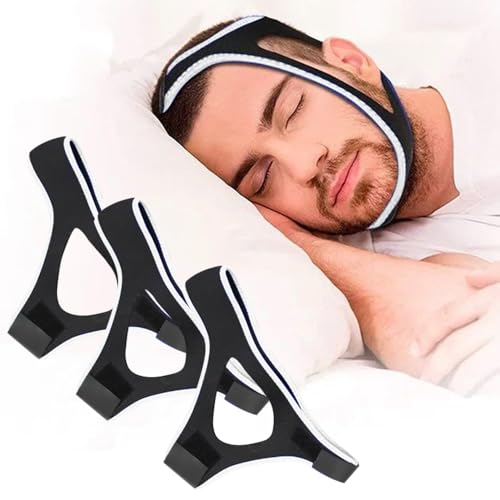 FEDDTY Correa De Barbilla Para Dormir Correa Para Barbilla Anti Ronquidos Cinturón Para Roncar Antirronquidos Para Dormir Apnea Del Sueño Aparato Para No Roncar(Blanco)