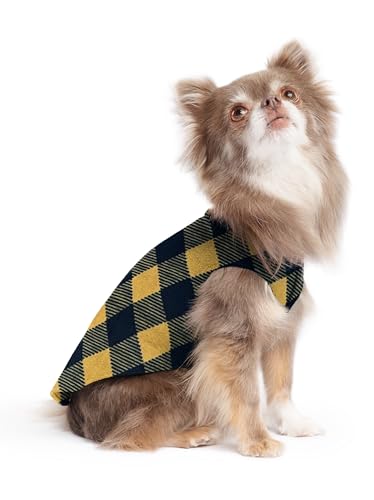 Goldpaw Stretch Fleece Dog Sweater, Gold Buffalo Check, Size 6