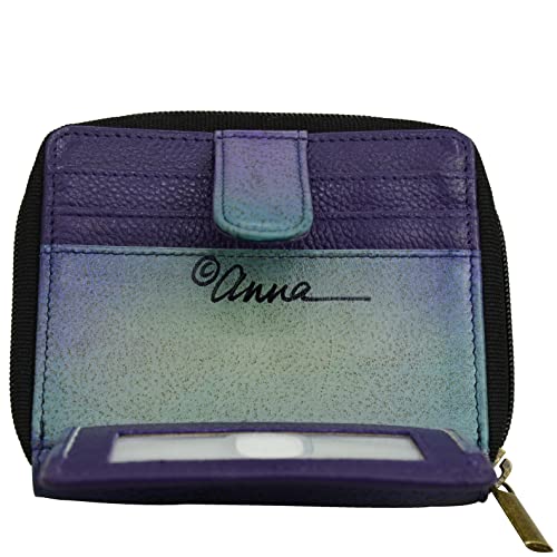 Anna by Anuschka Women's Hand-Painted Genuine Leather Zippered Organizer Wallet - Elephant Family3