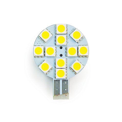 RV LIGHTING Eco-LED® Cold White LED 921 Disk Bulb, with 12 SMD 5050 & Side Miniature Wedge T10 Connector(WG4-CW12)