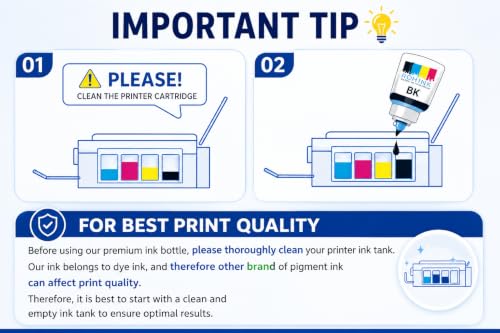 Image of ROHINK Premium Dye Ink Bottles for Brother Printers, T220, T300, T310, T420, T500, T520, T820, T920, T510, T910, T710, T4500W, T800W, T710W - Printer (Pack of 5 (2 Black + 3 CYM))