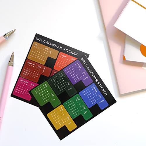 NUOBESTY 6 Folhas de Calendário 2022 Mensais Página Markers para Planner Notebook Agenda Journal