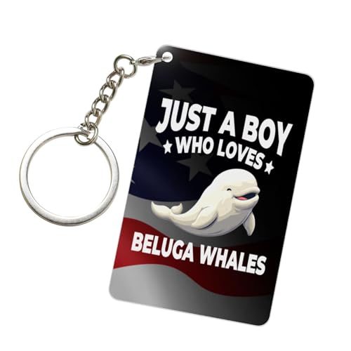 Kangweida Just A Boy Who Loves Beluga Whales 2Ã—3 Inch Rectangular Keychain Custom Design Durable Fashionable