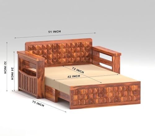 Image of Wooden Sofa Cum Bed (Ades Honey)