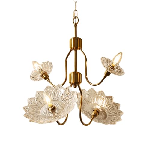 Chandelier en verre de fleur éclairage sans éblouissement salon