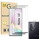 Micger Galaxy Note 10 Screen Protector【2+2 Pack】 With 2 Pack Camera Lens Protector, Easy installation, 3D Glass 9H Hardness Tempered Glass Screen Protector for Samsung Galaxy Note 10