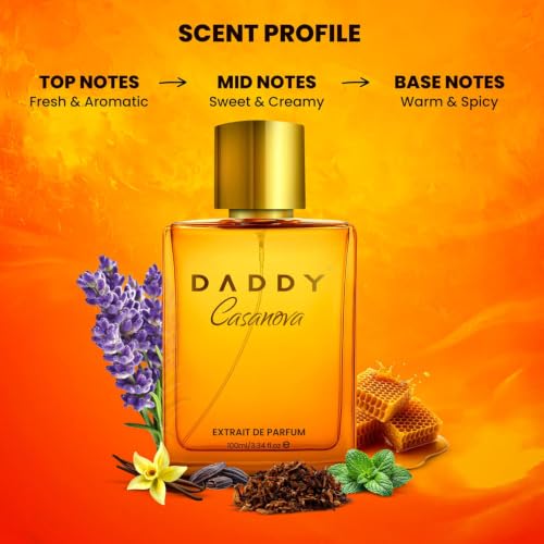 Image of DADDY Casanova Extrait De Parfum for Men | Premium Long Lasting Perfume with Honey, Tobacco, Vanilla & Aromatic Notes | Sweet Spicy Masculine Fragrance | Up to 12+ Hours (100 ML)