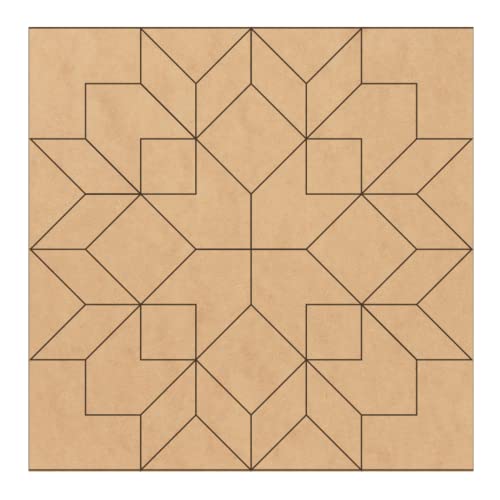 Unfinished Floral Barn Quilt Square Wooden Sign, Country Decor Canvas Quilts Blocks (18 inches, Large Flower)