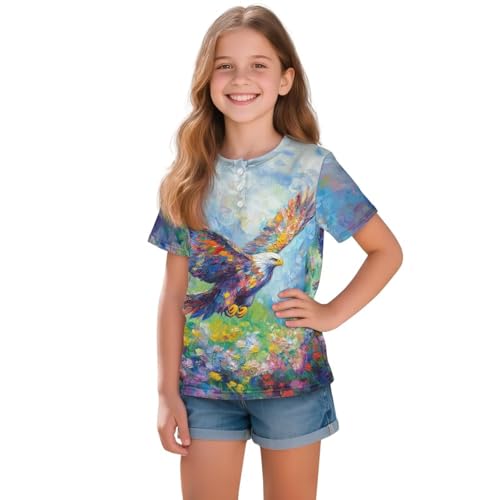 Girls Henley Shirts with Button 2-16Y Kids Casual Short Sleeve T-Shirt Summer Outfits for School Outdoor2
