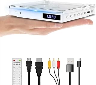 Mini DVD Players, HDMI/RCA Output with Mini DVD Players for TV, Supports All Region NTSC/PAL up to 1080P, USB Input Design, Package Include DVD Player HDMI/RCA Cables and Remote Control.