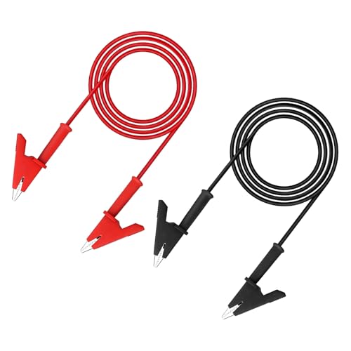 MECCANIXITY 2pcs 9.8ft Alligator Clip Test Leads, 15A Dual Alligator Clips with Wires for Multimeter Jumper Wire Industry Car Battery, Red & Black