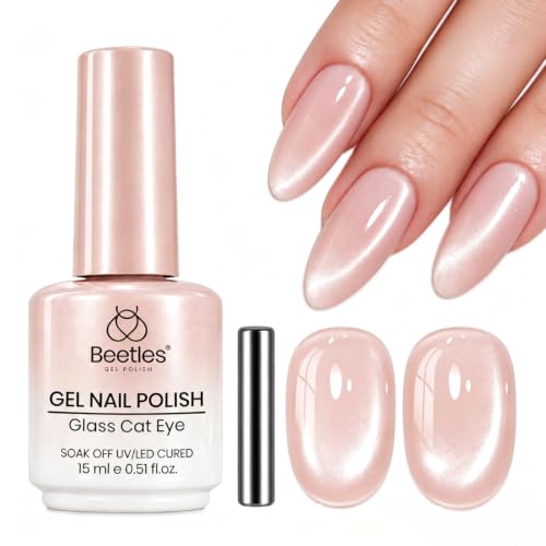 Beetles Nude Cat Eye Gel Nail Polish, Magnetic Shimmer Soak Off 15ML