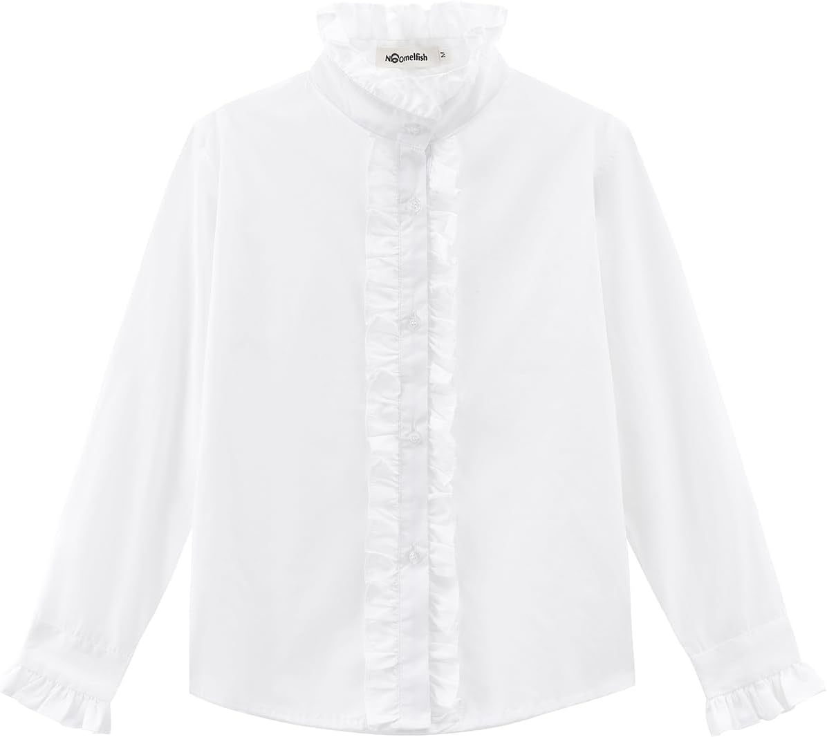 Noomelfish Girls Ruffle Button Down Uniform Dress Shirts Kids Plaid Western Long Sleeve Blouse Tops (5-14 Years) - Image 2