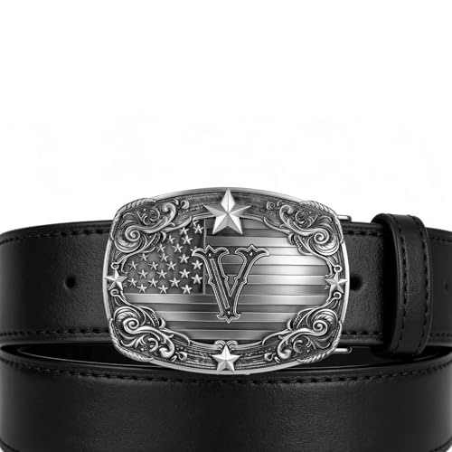 Image of Western Belt Buckle for Men Vintage Cowboy Rodeo Texas Initial Letter ABCDJMR to Z Belt Buckles