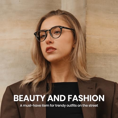 Image of Cyxus Blue Light Blocking Glasses Women Men Circle Round Chunky Retro Frame Eyeglasses for Computer Gaming 8238