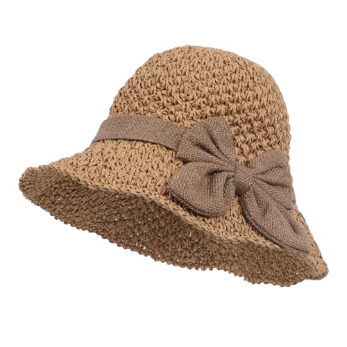 Sombrero de paja plegable para mujer con ala ancha y lazo miniatura 3