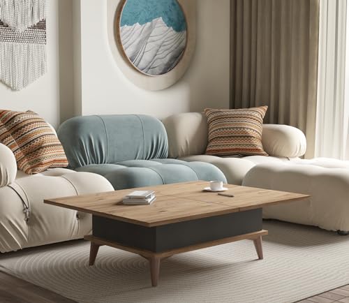 Sand-Lift Top Coffee Table Extendable Convertible Design Up to 6 Person 4 Sand-Lift Top Coffee Table Extendable Convertible Design Up to 6 Person - Image 4