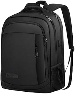 Monsdle Travel Laptop Backpack Anti Theft Water Resistant Backpacks School Computer Bookbag with USB Charging Port for Men Women College Students Fits 15.6 Inch Laptop (Black)