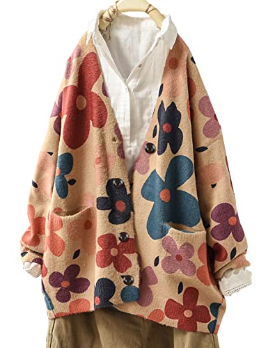 Yesno Cardigan Sweaters For Women Open Front Sweater Graphic V Neck Long Sleeve Button Down Loose Outwear Knit Tops With Cute Pockets L S01Typ3 Cr101 #TOP9