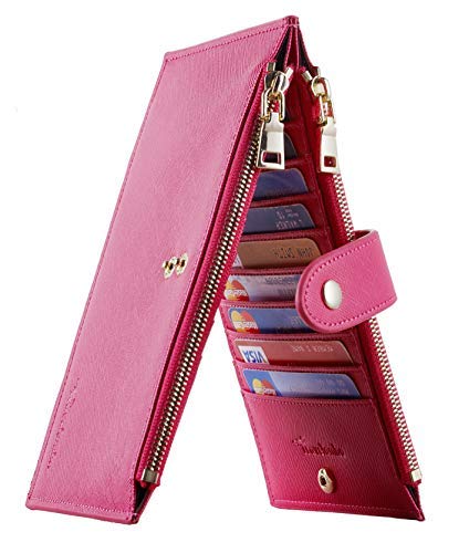 TravelamboWomens Walllet RFID Blocking Bifold Multi Card Case Wallet with Zipper Pocket