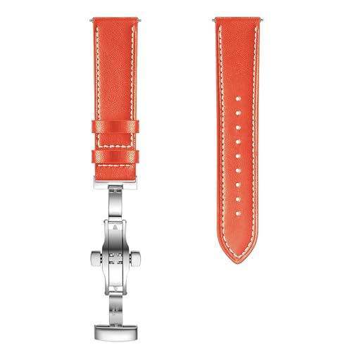 Image of ACM Watch Strap 20mm compatible with Compaq Q Watch Smartwatch | Luxury Leather Clasp Lock Belt Band