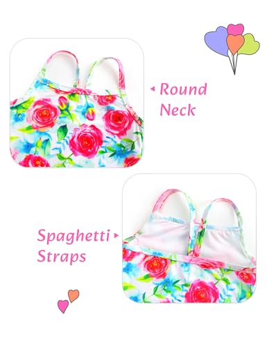 Image of Girls Swimsuit One Piece Bathing Suit Sleeveless Swimwear Matching Skirts for Toddler Kids Swim Surfing