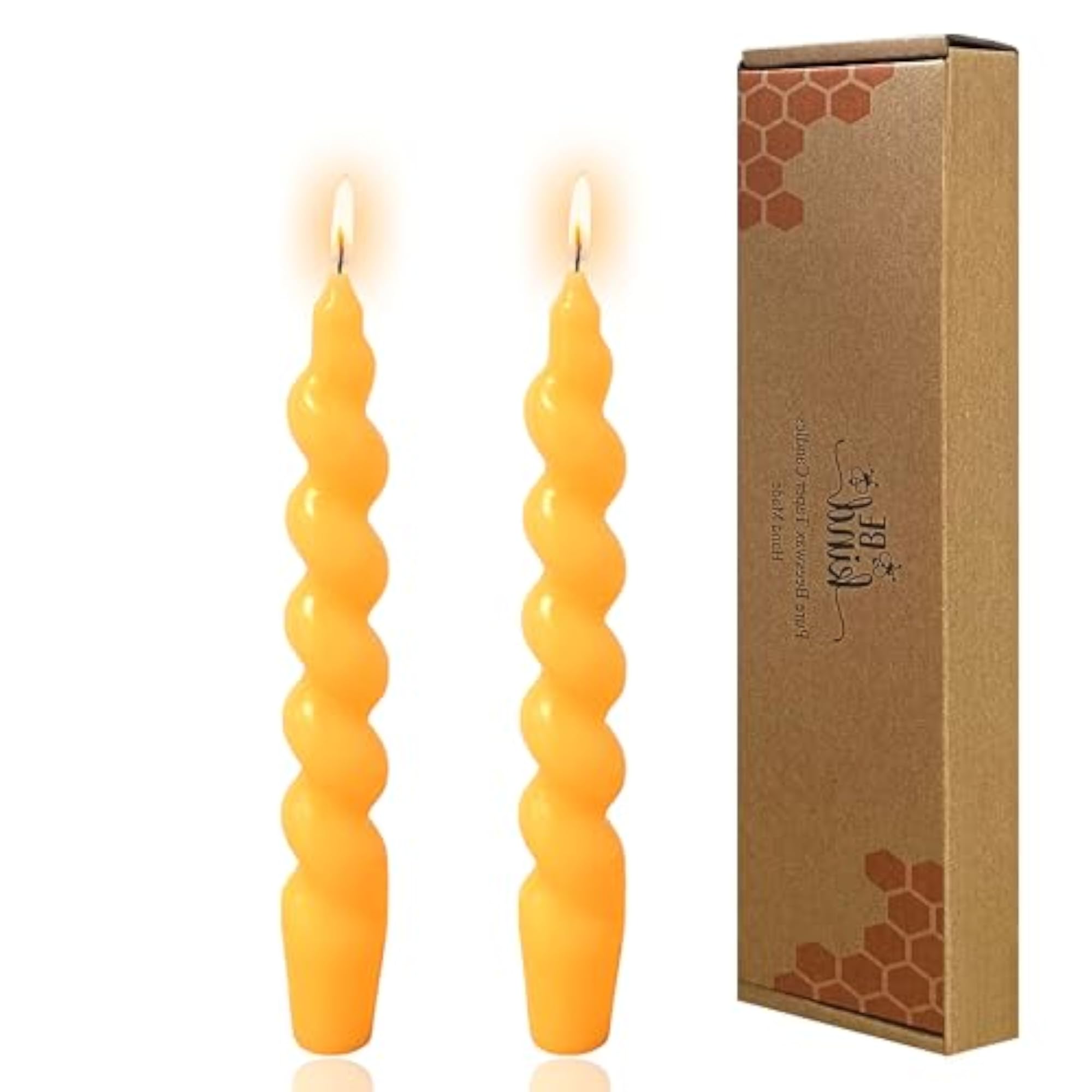 Beeswax Taper Candles Spiral Candlesticks