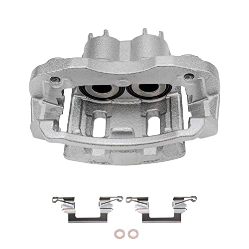 Image of Detroit Axle - 8 Lugs Rear Drilled Rotors Left Brake Caliper Replacement for 2000-2004 Ford Excursion F-250 F-350 Super Duty - 3pc Set