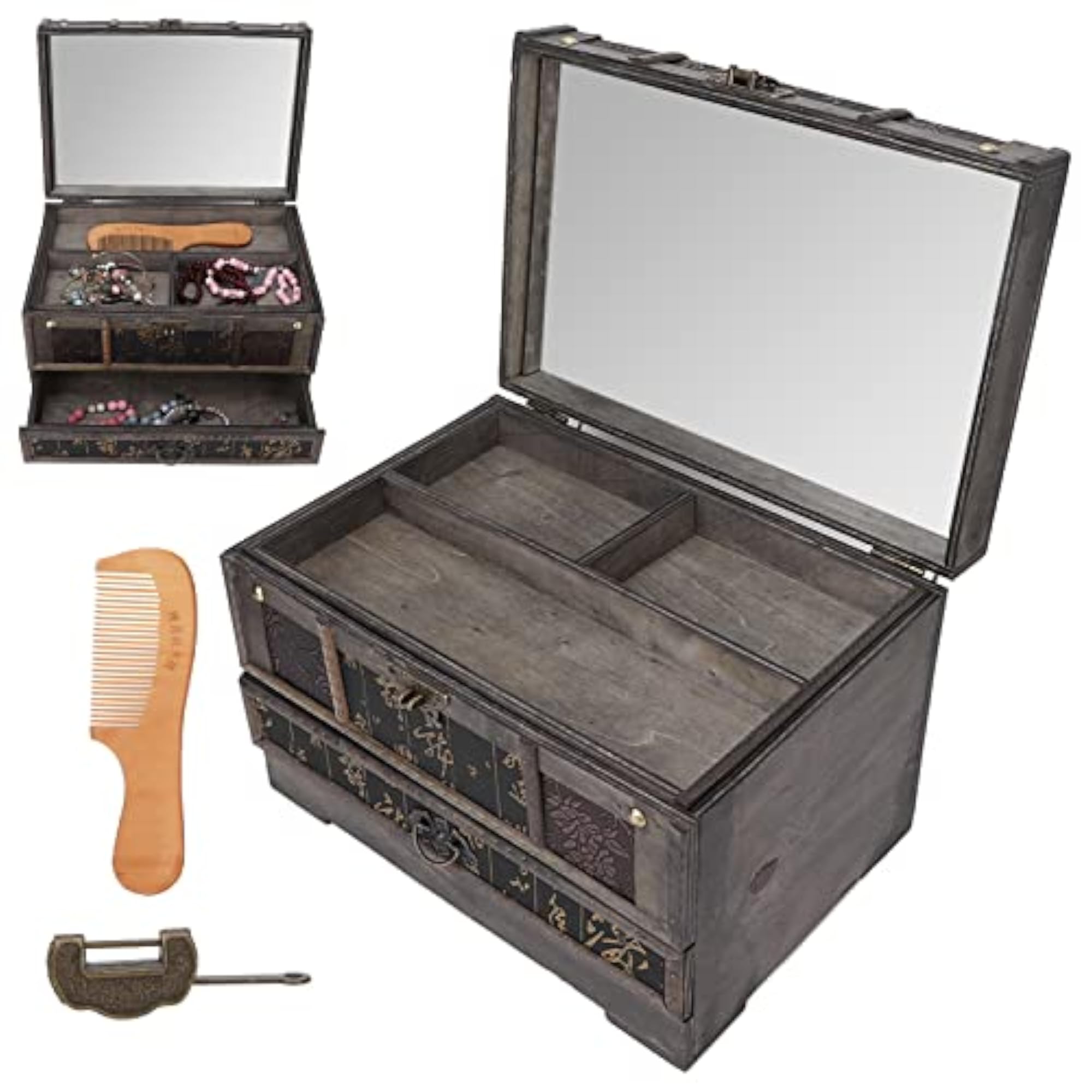 Chinese Style Retro Wooden Chest for Jewellery Storage