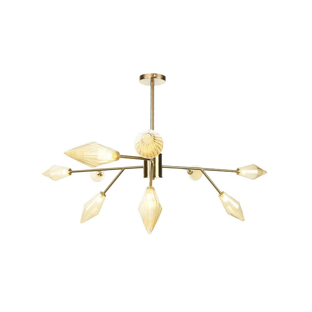 FYZDLAOR Industrial Style Farmhouse Chandeliers,Amber Lampshade Wrought Iron Light Fixture,for Living Room Bedroom Cafe Teahouse Bar Dining Room Club（with G4 Bulb）