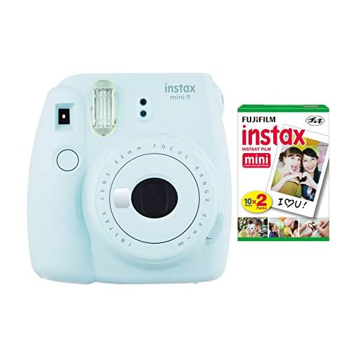 Fujifilm instax Mini 9 Instant Camera (Ice Blue) with Film Twin Pack Bundle (2 Items)