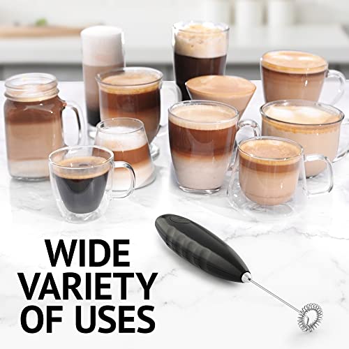 Milk Frother for Coffee - Handheld Automatic Milk Foam Maker Hand Frother for Coffee, Matcha, Hot Chocolate - Mini Drink Mixer - Mini Frother Wand by Milk Boss - Black