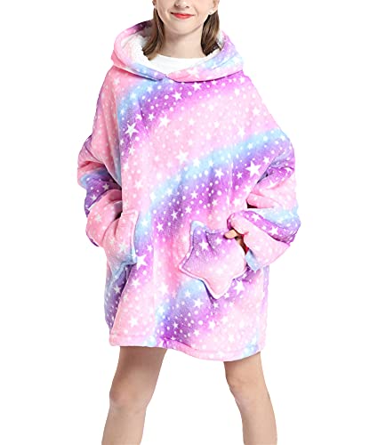 Shamdon Home Collection Sweat à Capuche Surdimensionné pour Enfants,Sweat-Shirt Couverture Portable pour Fille Garçon,Pull à Capuche Polaire Sherpa avec Poche Enfant Ado