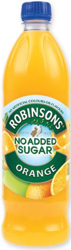 Robinson's Orange Fruit Drink, No Added Sugar, 1 Liter Plastic Bottles (Pack of 12)