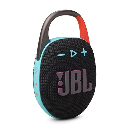 JBL Clip 5 Ultra-Portable Waterproof & Dustproof Bluetooth Speaker, Big Pro Sound with Punchy Bass, Integrated Carabiner, Up to 12 Hours of Playtime - Black & Orange (Renewed)