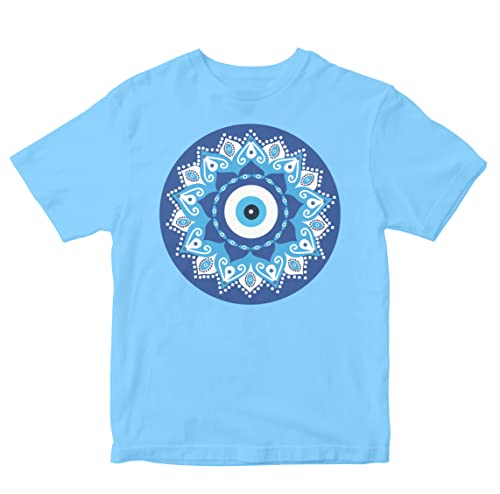 Image of Kids T-Shirt Evil Eye Mandala 100% Cotton Boy's Girl's Regular Fit Unisex T-Shirt