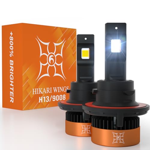 Image of HIKARI WINGS H13 /9008 LED Foglight, 50000LM Pure White 6000K LED Bulbs, Plug & Play IP68 Waterproof Pack of 2