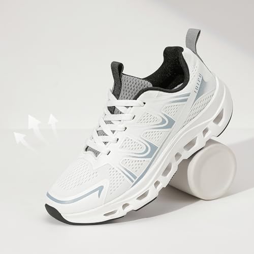 IDIFU Women's Walking Shoes Lace Up Running Tennis Athletic Non Slip Comfortable Sneakers Lightweight Breathable Casual Shoes for Women Gym Workout Cross Training Sports Slip On Fashion Sneakers4