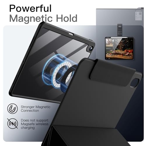 Image of JETech Magnetic Detachable Cover Case for iPad Air 13-Inch M4 /M3 /M2 (2026 /2025 /2024) with Pencil Holder, Removable Rotating Clear Cover, Portrait /Landscape Stand with Raised Screen View (Black)